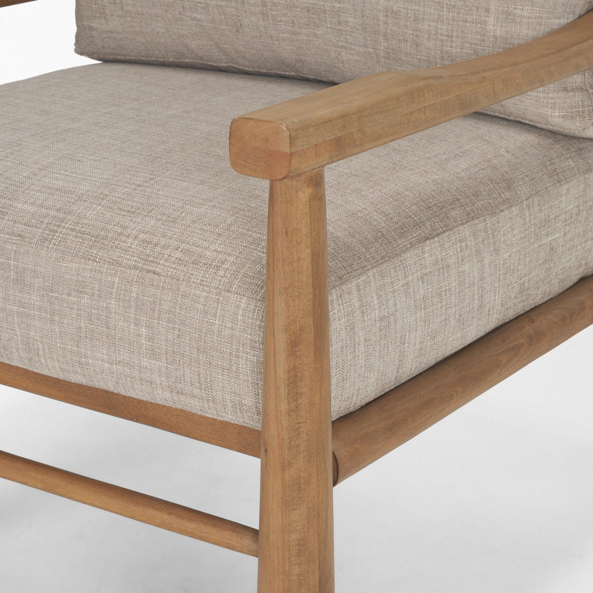 Mercana Witton Gray Fabric Beech Wood Slingback Backrest Accent Lounge Chair