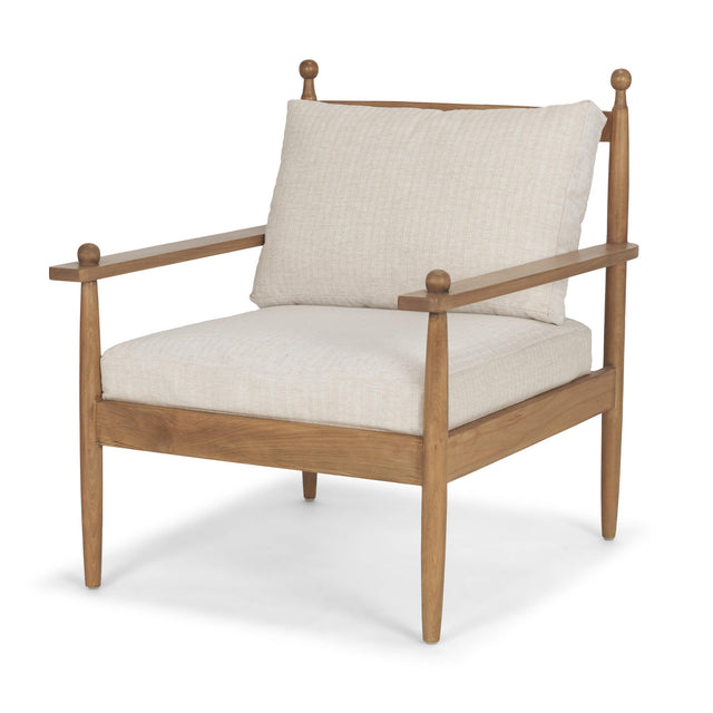 Mercana Danni Beige Fabric Beech Wood Framed Accent Lounge Chair