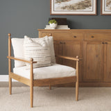 Mercana Danni Beige Fabric Beech Wood Framed Accent Lounge Chair