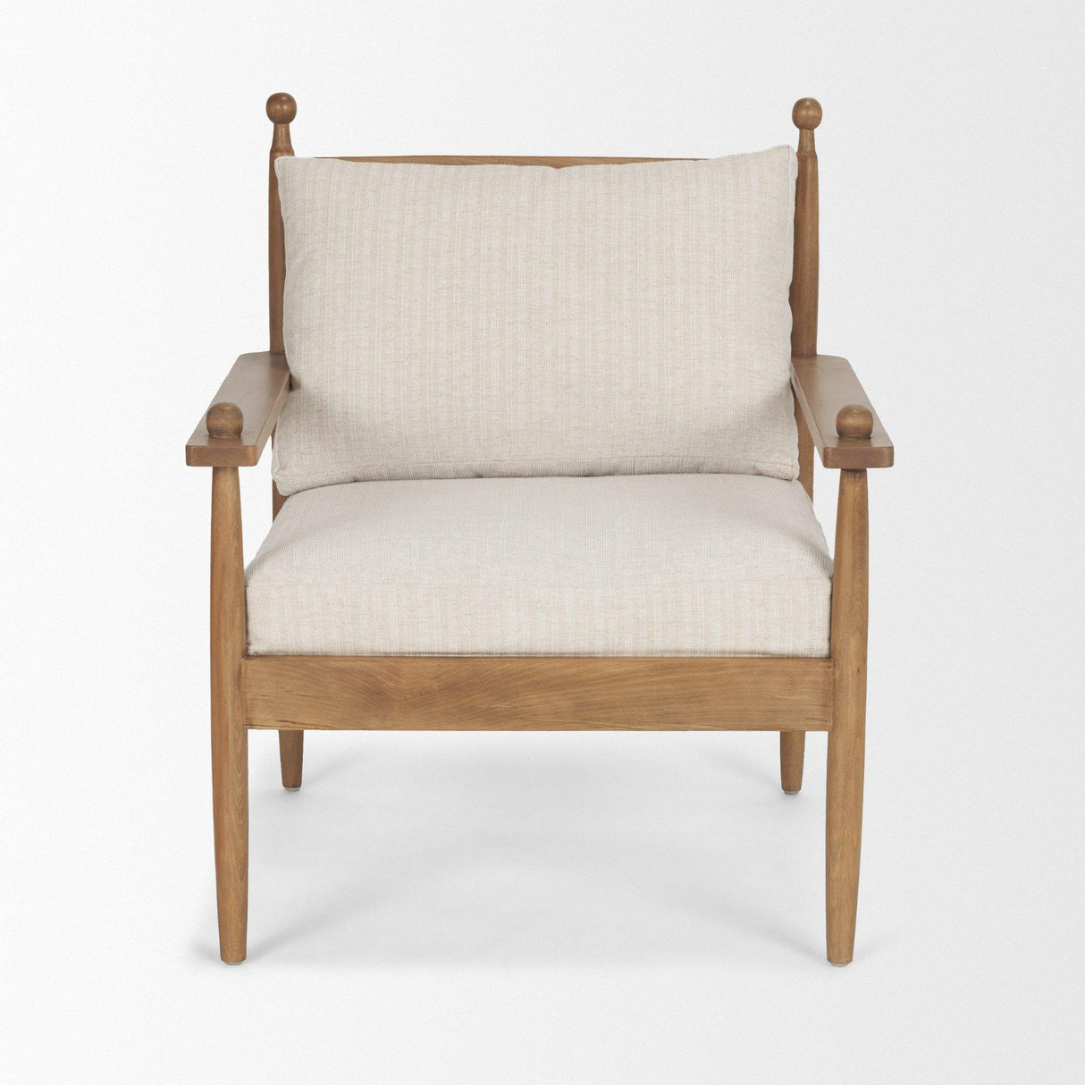 Mercana Danni Beige Fabric Beech Wood Framed Accent Lounge Chair