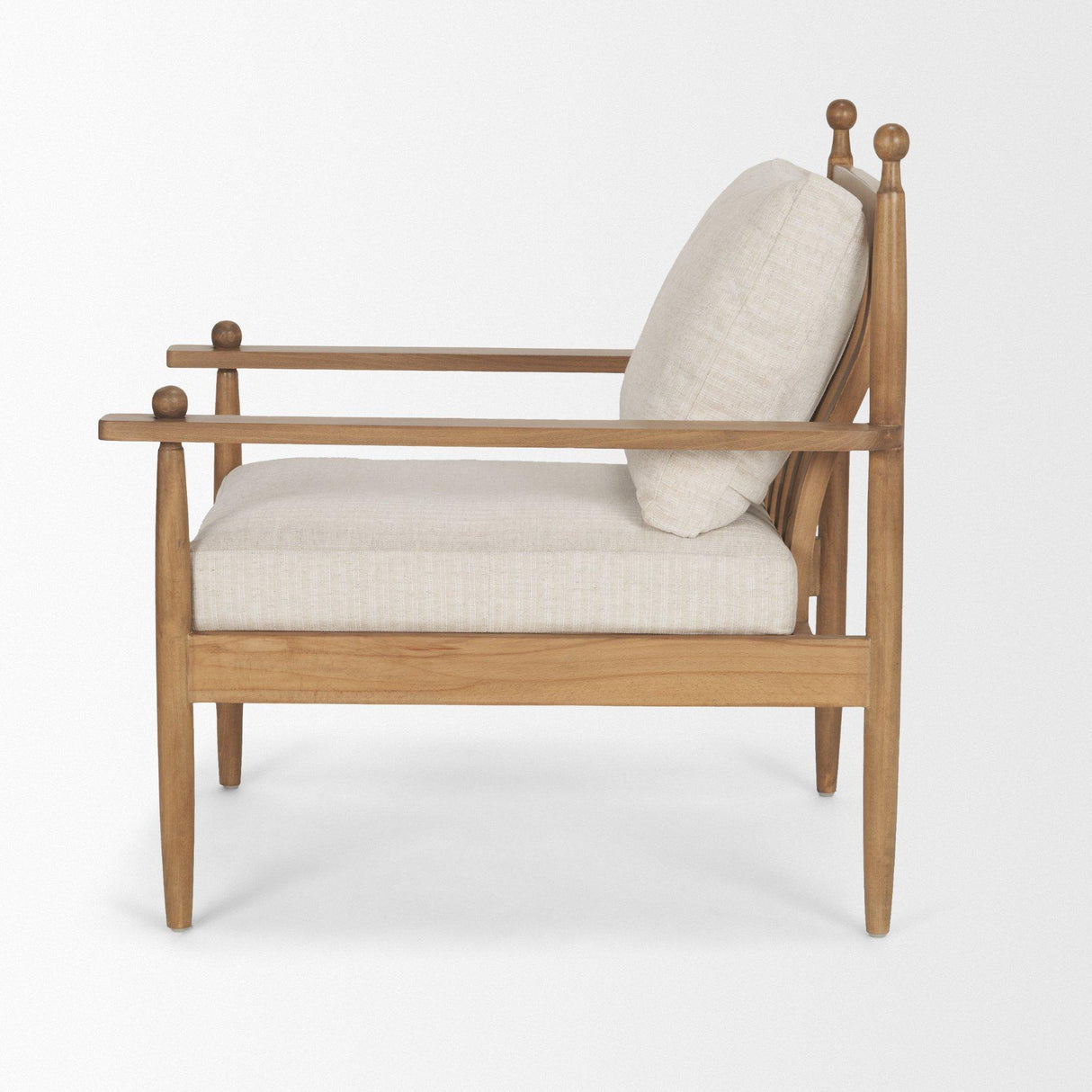 Mercana Danni Beige Fabric Beech Wood Framed Accent Lounge Chair