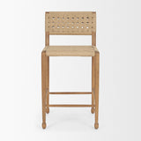 Mercana Brinley Woven Paper Rope w/ Brown Wood Frame Counter Stool