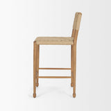 Mercana Brinley Woven Paper Rope w/ Brown Wood Frame Counter Stool