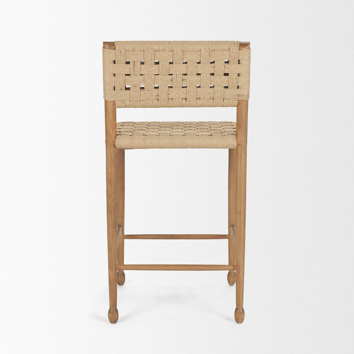 Mercana Brinley Woven Paper Rope w/ Brown Wood Frame Counter Stool