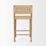 Mercana Brinley Woven Paper Rope w/ Brown Wood Frame Counter Stool