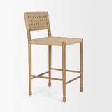Mercana Brinley Woven Paper Rope w/ Brown Wood Frame Counter Stool