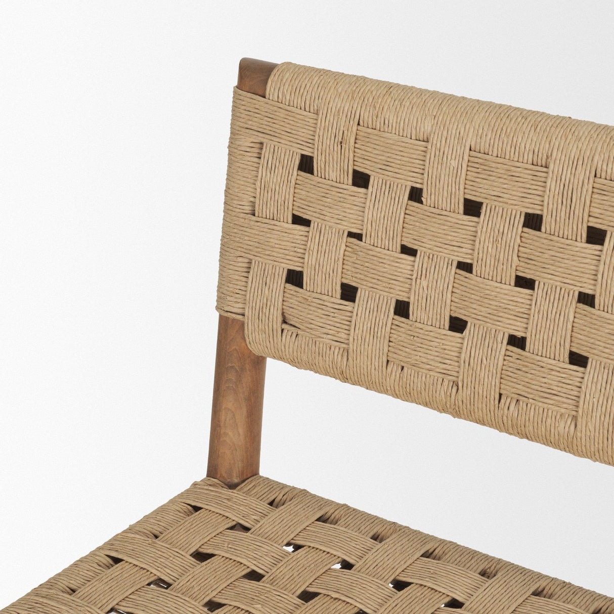 Mercana Brinley Woven Paper Rope w/ Brown Wood Frame Counter Stool