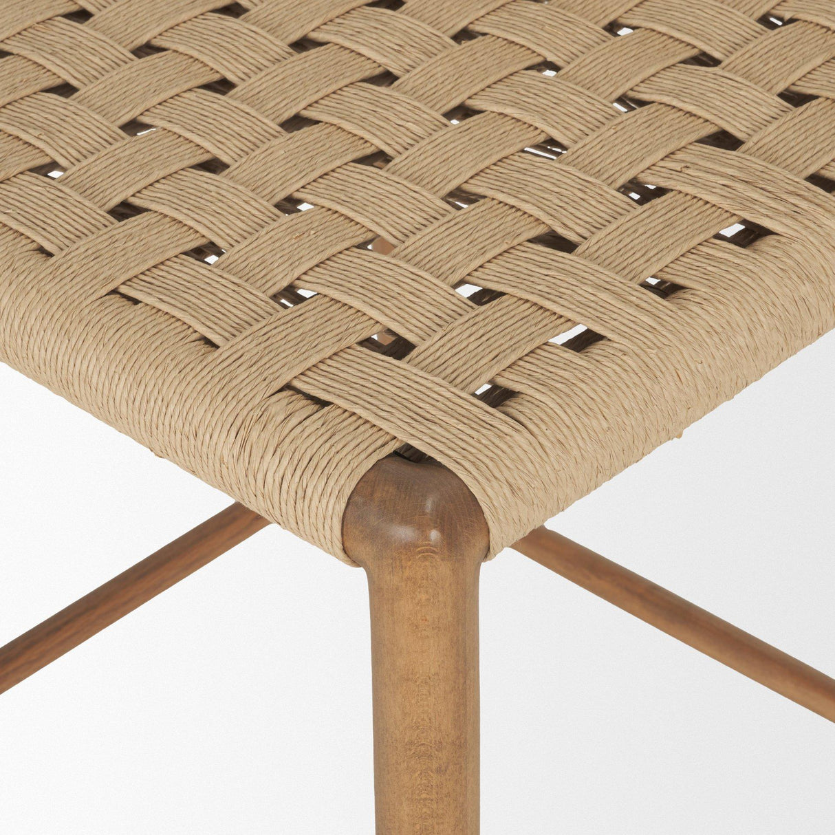 Mercana Brinley Woven Paper Rope w/ Brown Wood Frame Counter Stool