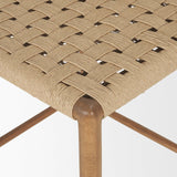 Mercana Brinley Woven Paper Rope w/ Brown Wood Frame Counter Stool