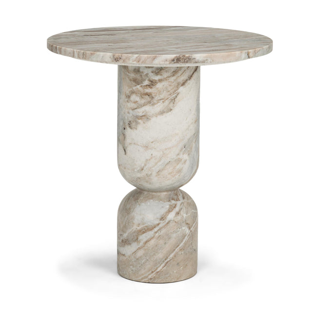 Mercana Nylah Solid Pink Marble Round Accent Table