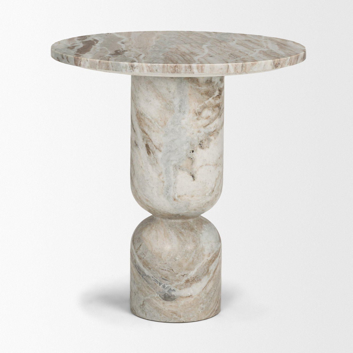 Mercana Nylah Solid Pink Marble Round Accent Table