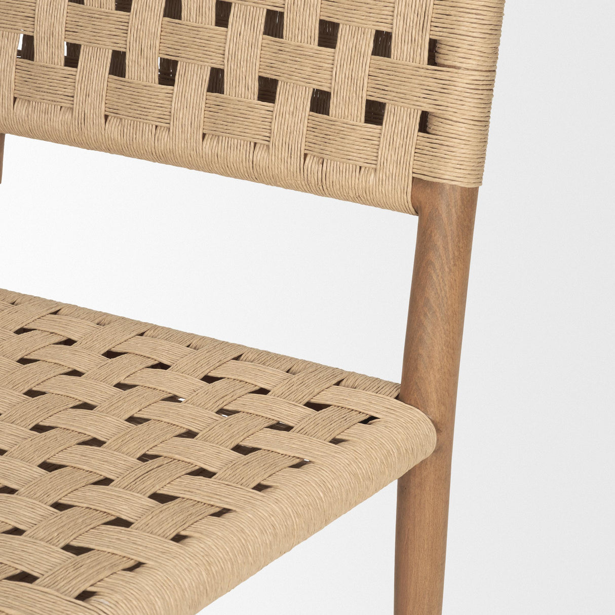 Mercana Brinley Woven Paper Rope w/ Brown Wood Frame Dining Chair