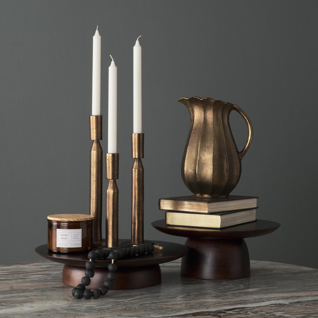Mercana Sadira Small Mid-Dark Brown Solid Wood Round Riser