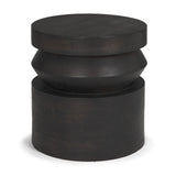 Mercana Rashama Dark Brown Wood Stacked Geometric Round Accent Table