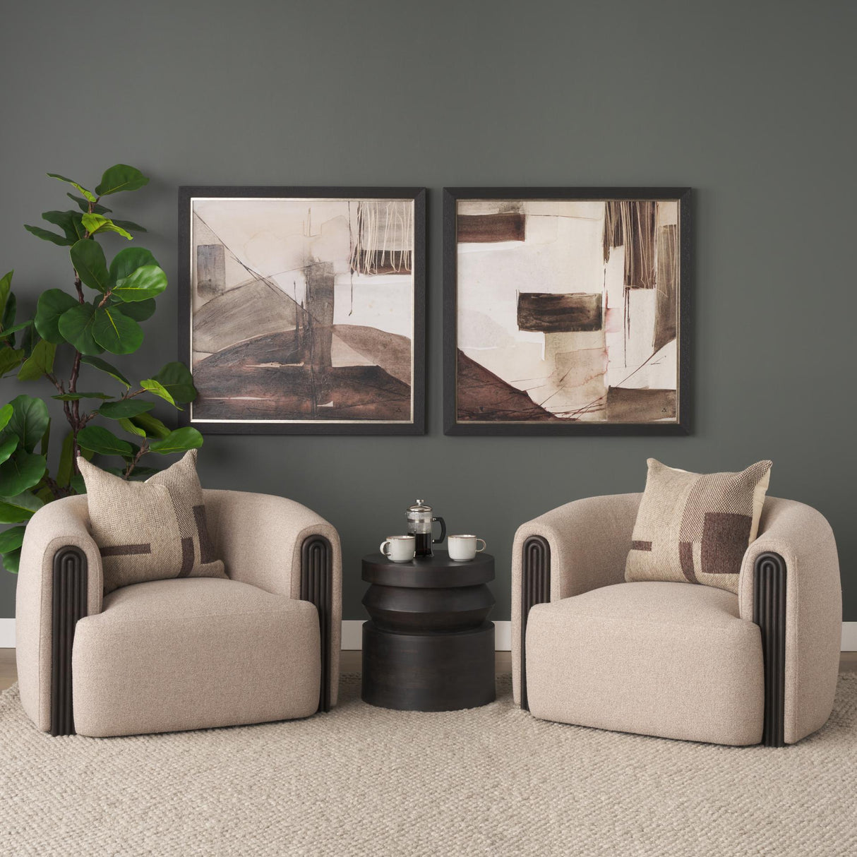 Mercana Rashama Dark Brown Wood Stacked Geometric Round Accent Table