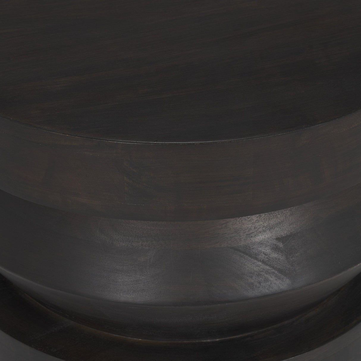 Mercana Rashama Dark Brown Wood Stacked Geometric Round Accent Table
