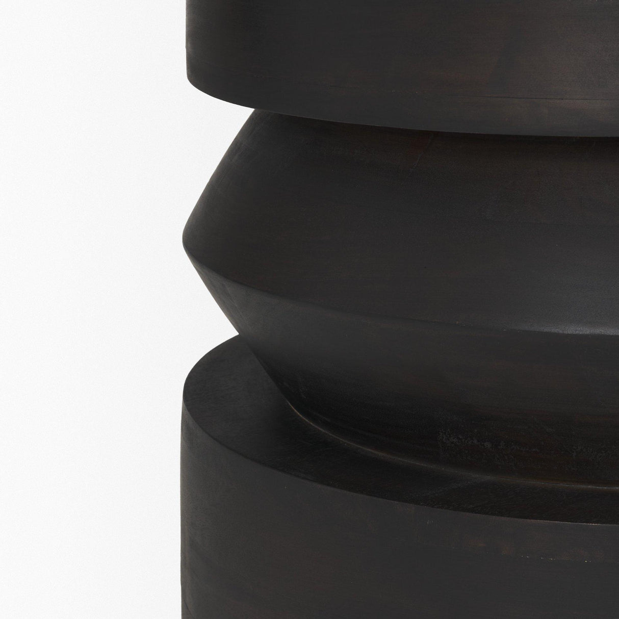 Mercana Rashama Dark Brown Wood Stacked Geometric Round Accent Table