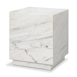 Mercana Matteo Solid White Marble Square Side Table