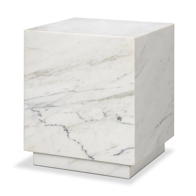 Mercana Matteo Solid White Marble Square Side Table