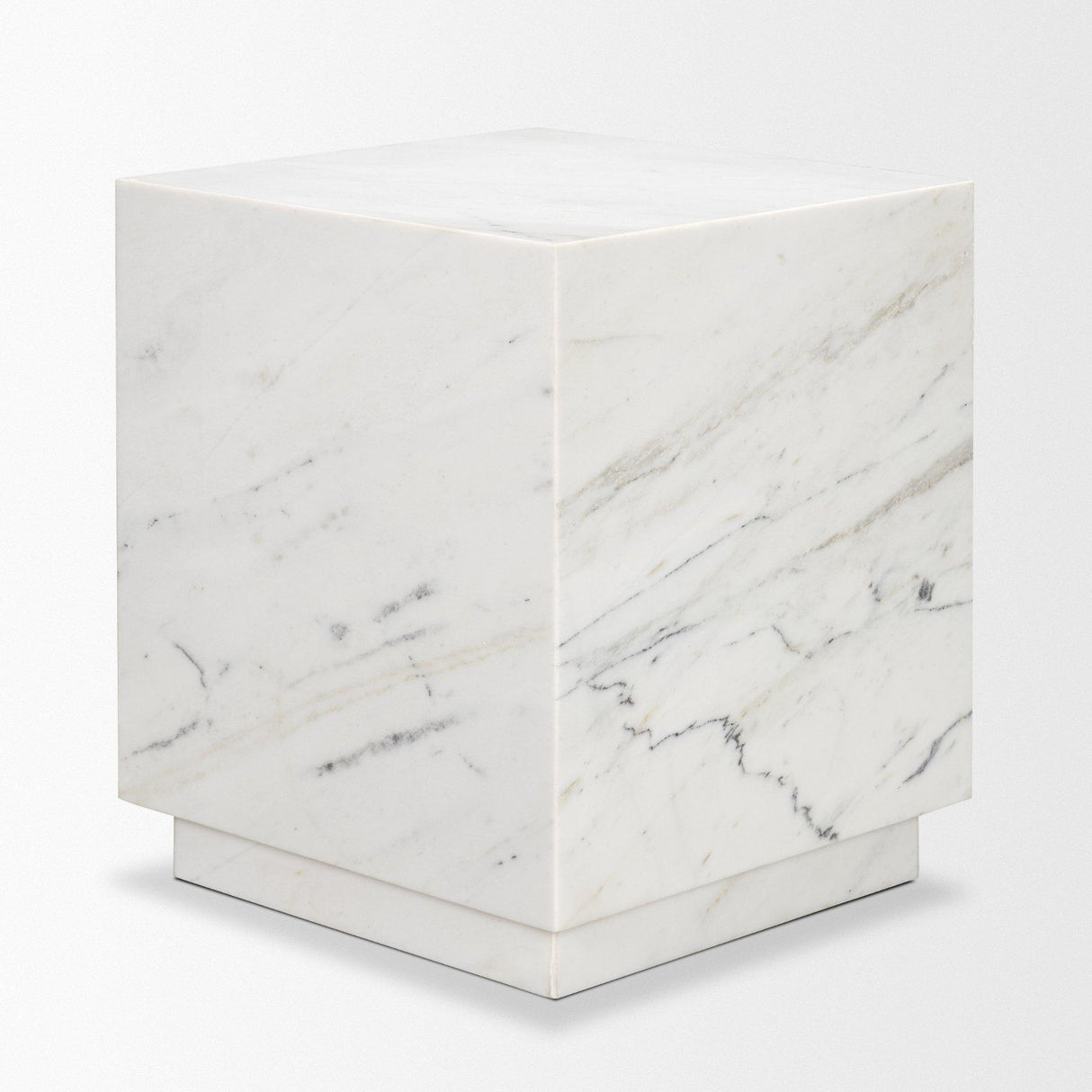 Mercana Matteo Solid White Marble Square Side Table
