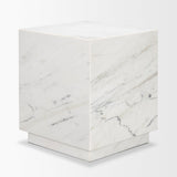 Mercana Matteo Solid White Marble Square Side Table