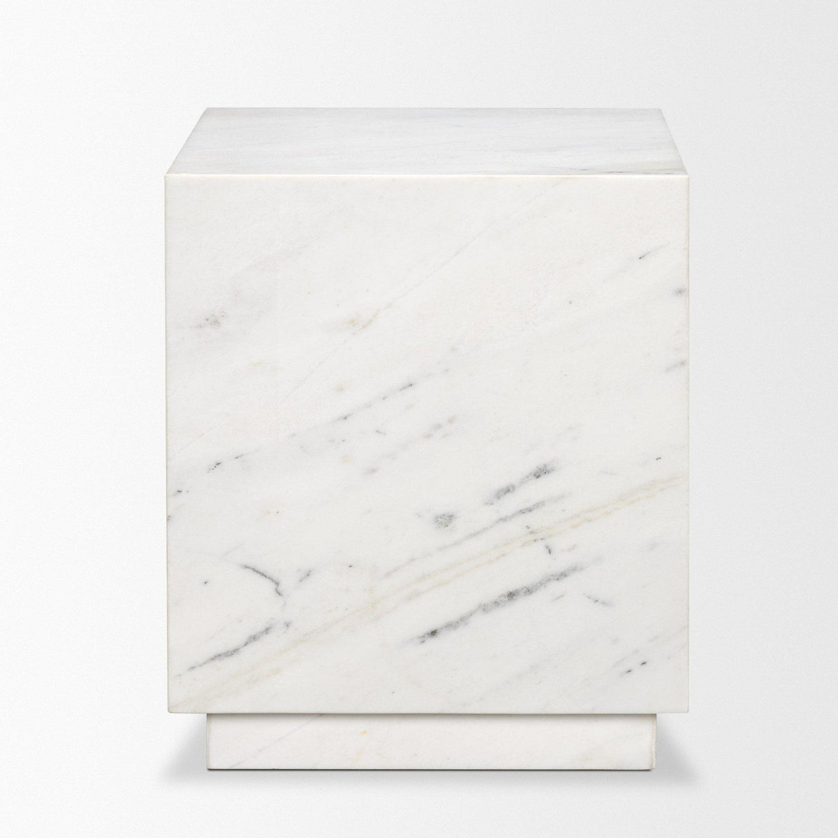 Mercana Matteo Solid White Marble Square Side Table