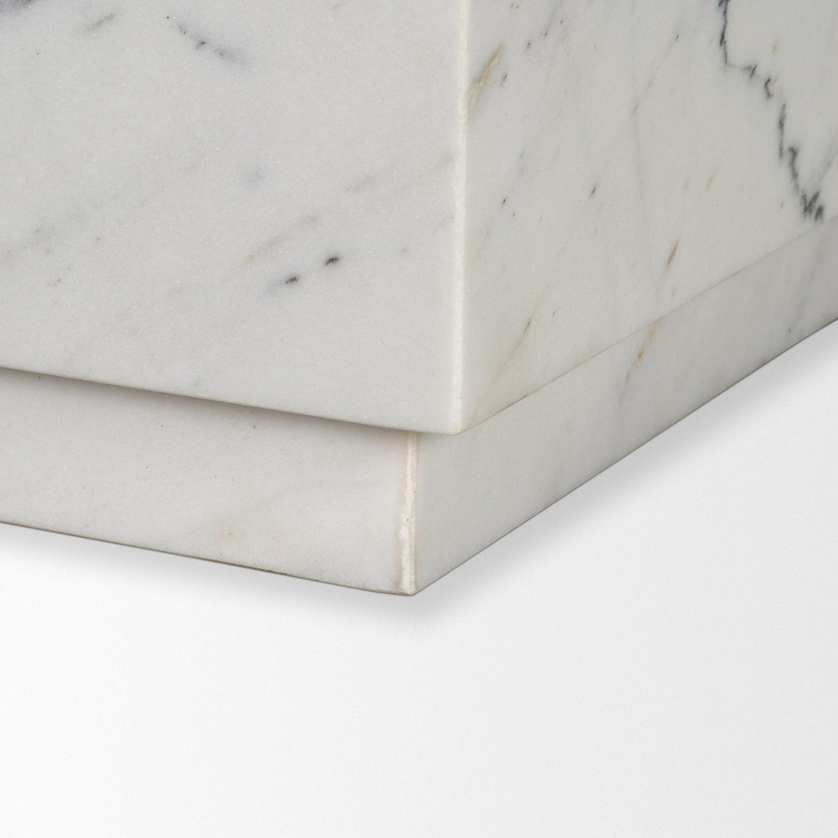 Mercana Matteo Solid White Marble Square Side Table
