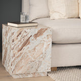 Mercana Matteo Solid Pink Marble Square Side Table