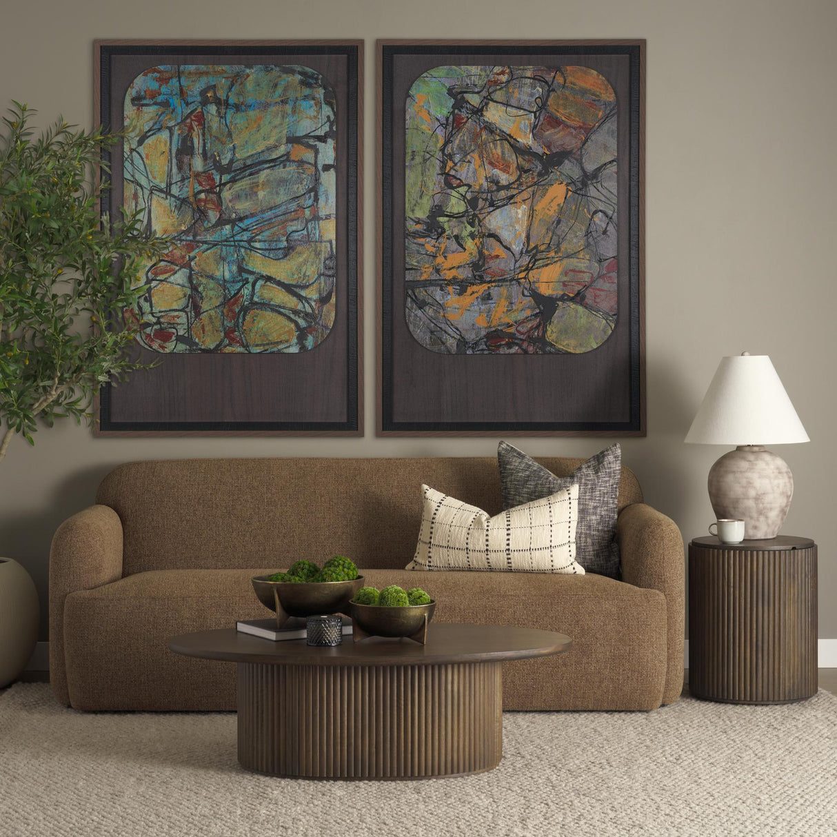 Mercana Saga Textured Brown Plush Fabric 3 Seater Sofa