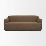 Mercana Saga Textured Brown Plush Fabric 3 Seater Sofa
