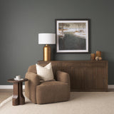 Mercana Saga Textured Brown Plush Fabric Upholstered Chair