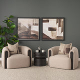 Mercana Kornelia Textured Mushroom Fabric Barrel Accent Chair