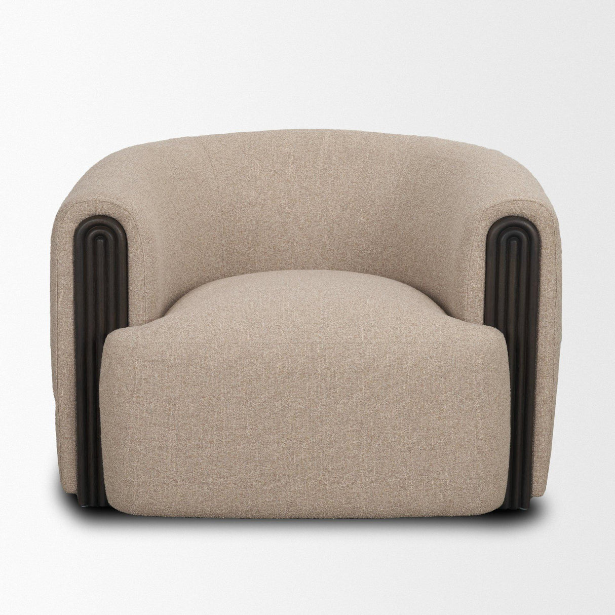 Mercana Kornelia Textured Mushroom Fabric Barrel Accent Chair