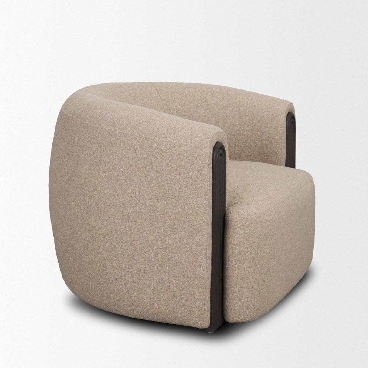 Mercana Kornelia Textured Mushroom Fabric Barrel Accent Chair