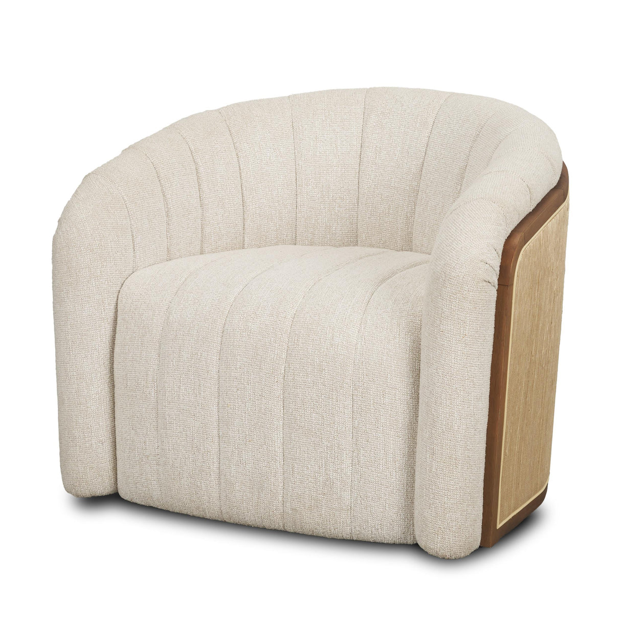 Mercana Fonda Cream Fabric w/ Natural Jute Swivel Accent Chair