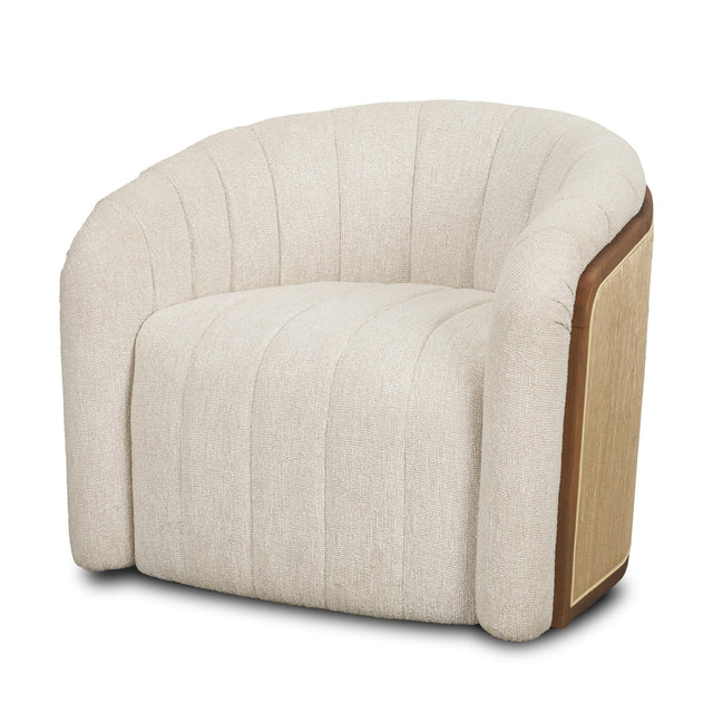 Mercana Fonda Cream Fabric w/ Natural Jute Swivel Accent Chair