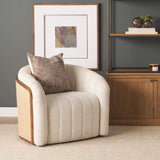 Mercana Fonda Cream Fabric w/ Natural Jute Swivel Accent Chair