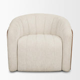 Mercana Fonda Cream Fabric w/ Natural Jute Swivel Accent Chair