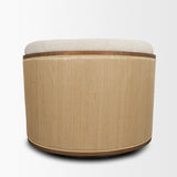 Mercana Fonda Cream Fabric w/ Natural Jute Swivel Accent Chair
