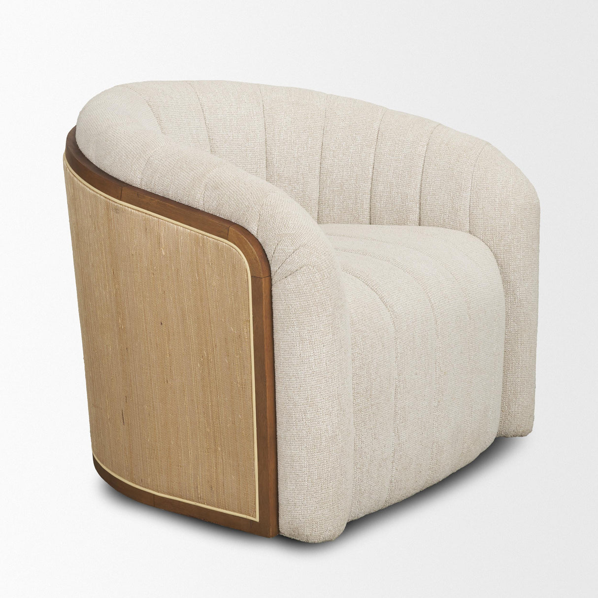 Mercana Fonda Cream Fabric w/ Natural Jute Swivel Accent Chair