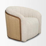 Mercana Fonda Cream Fabric w/ Natural Jute Swivel Accent Chair