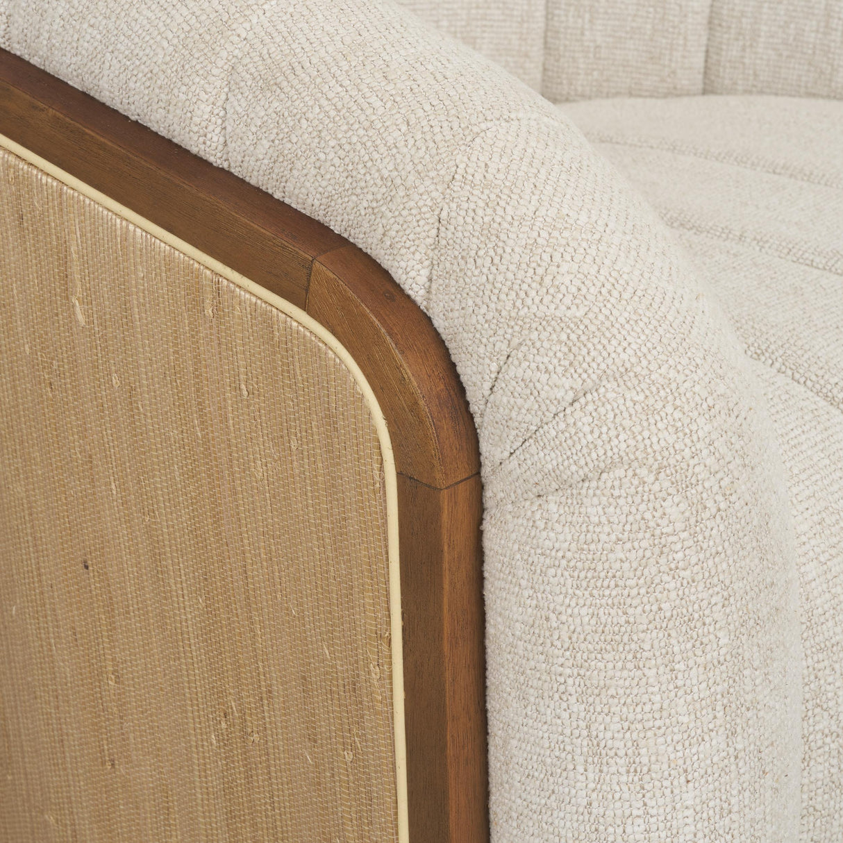 Mercana Fonda Cream Fabric w/ Natural Jute Swivel Accent Chair