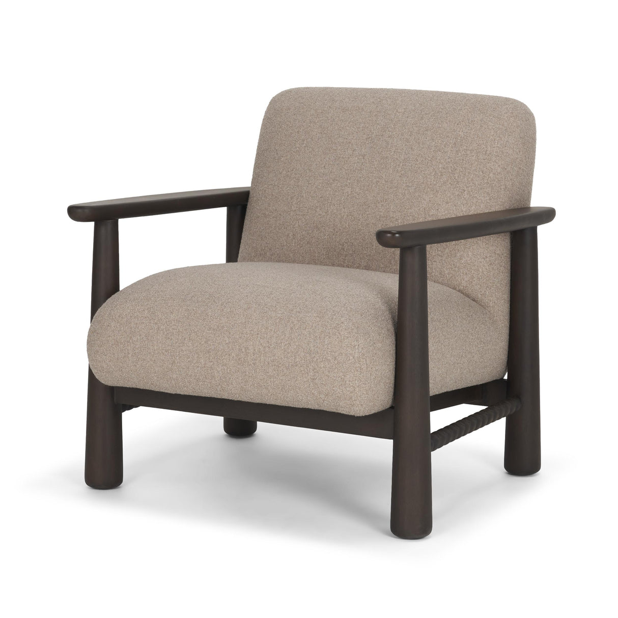 Mercana Willmar Textured Mushroom Gray Fabric Espresso Brown Wood Accent Lounge Chair