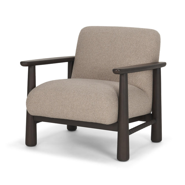 Mercana Willmar Textured Mushroom Gray Fabric Espresso Brown Wood Accent Lounge Chair