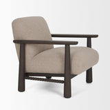 Mercana Willmar Textured Mushroom Gray Fabric Espresso Brown Wood Accent Lounge Chair