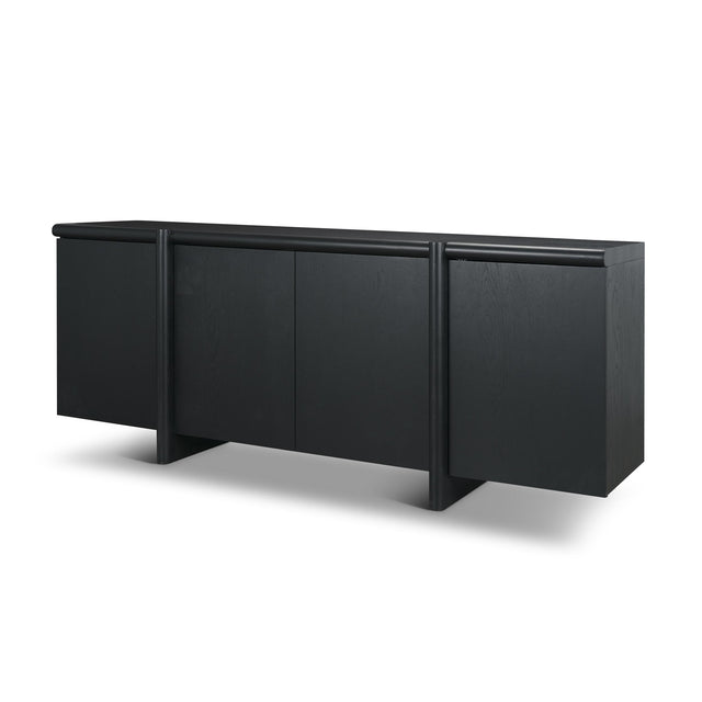 Mercana Rowan Black Oak Wood Closed 4 Door Sideboard