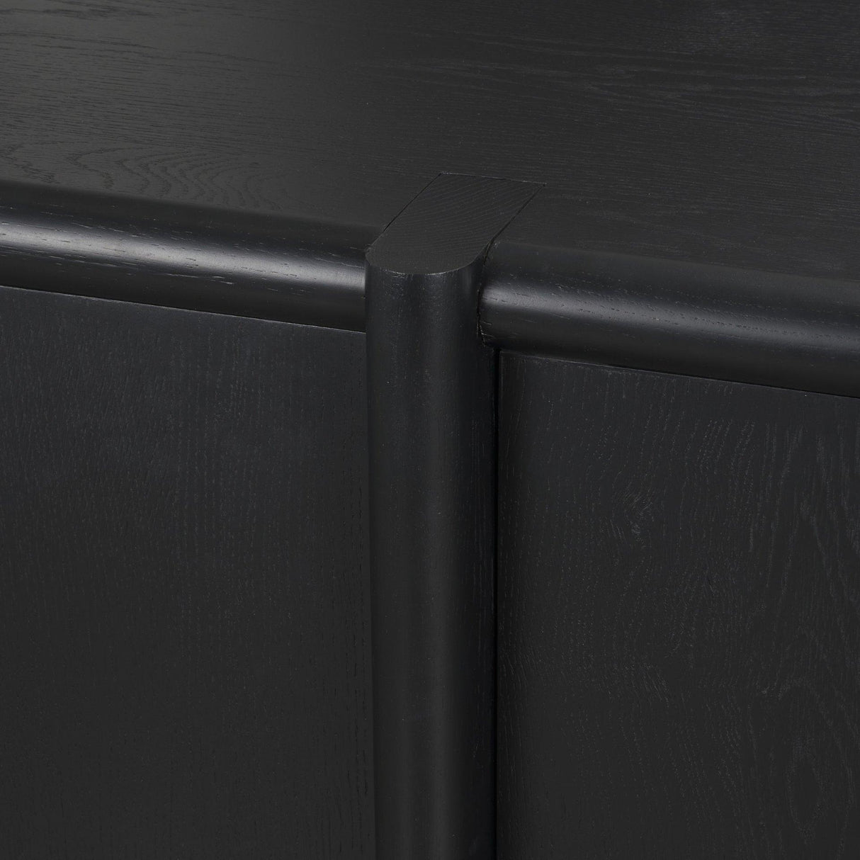 Mercana Rowan Black Oak Wood Closed 4 Door Sideboard