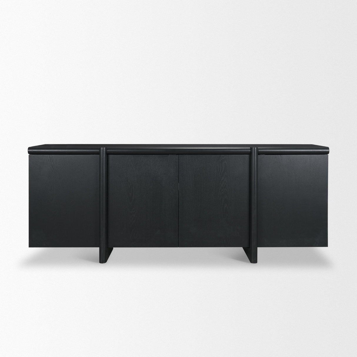 Mercana Rowan Black Oak Wood Closed 4 Door Sideboard