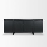 Mercana Rowan Black Oak Wood Closed 4 Door Sideboard