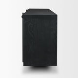 Mercana Rowan Black Oak Wood Closed 4 Door Sideboard
